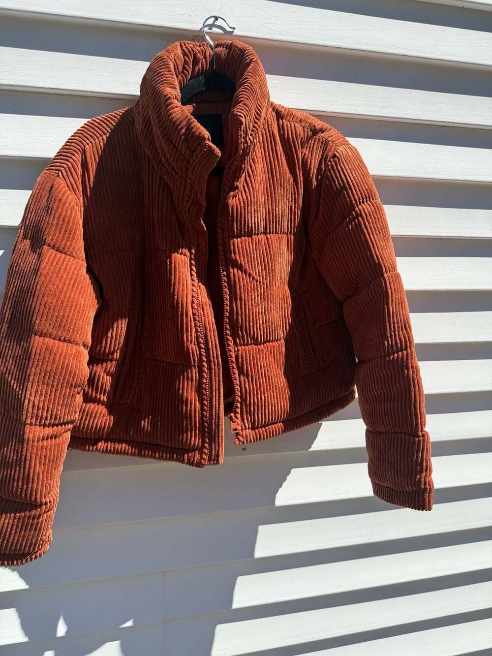 7 For All Mankind Corduroy Puffer Jacket Size S Rust Orange